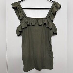 NWOT Ruffled Square Neck Tank Top